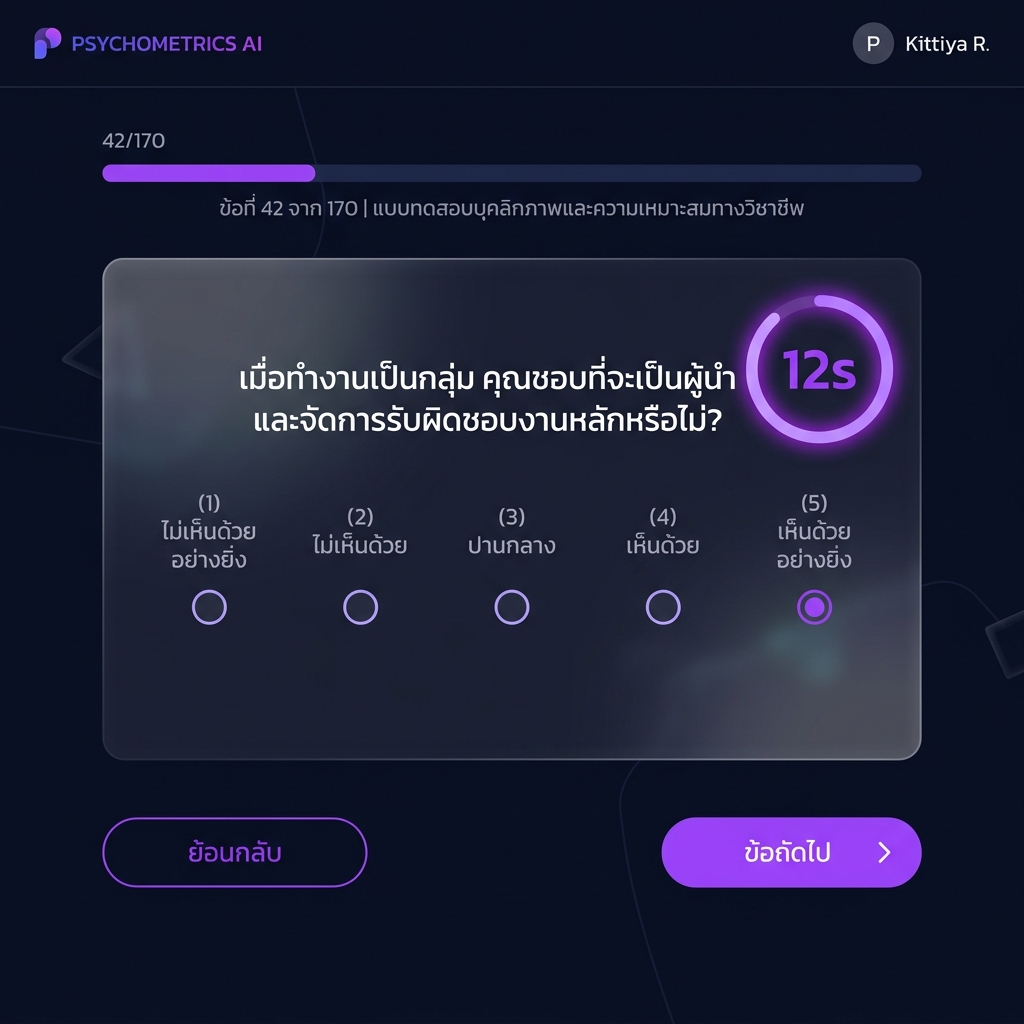 หน้าจอทำแบบประเมิน CliftonStrengths